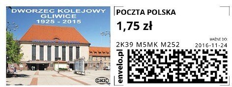 Stamp, Gliwice Railway Station 1925 - 2015, Personalized and Private Mail Stamps,  , Buildings, Stations