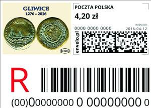 Stamp, 740 Years Of The First Mention Of The City Of Gliwice 1246 -, Personalized and Private Mail Stamps,  , Anniversaries and Jubilees
