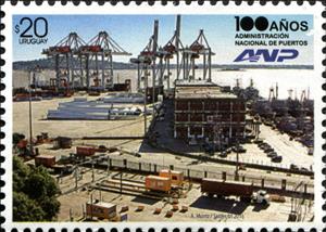 Stamp, Centenary of the National Port Administration, Uruguay,  , Ports