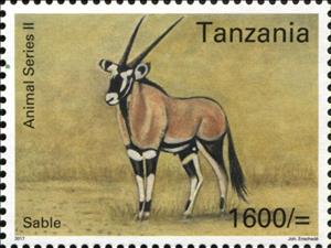 Stamp, Sable, Tanzania,  , Animals (Fauna), Antelopes, Mammals