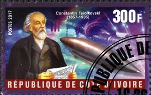 Stamp, Constantin Tsiolkovski 1857-1935, Cinderellas,  , Anniversaries and Jubilees, Famous People