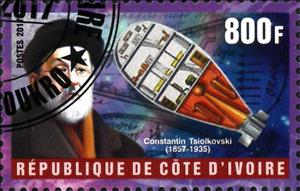 Stamp, Constantin Tsiolkovski 1857-1935, Cinderellas,  , Anniversaries and Jubilees, Famous People