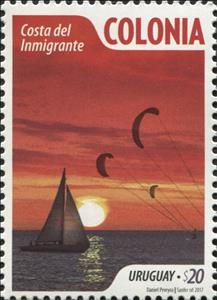 Stamp, Costa del Inmigrante, Uruguay,  , Sailing Ships, Ships, Tourism