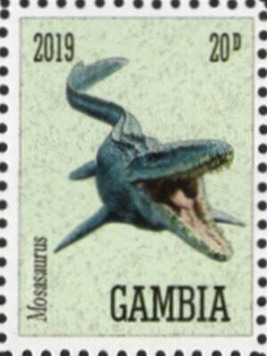 Stamp, Mosasaurus, Cinderellas,  , Dinosaurs, Prehistorical Animals