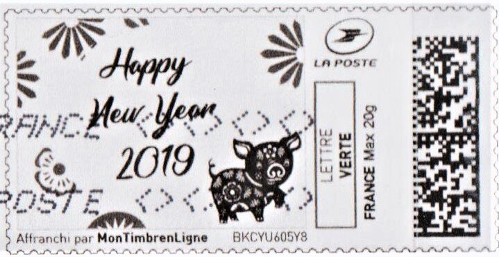 Happy New.. 2019 Chinese New Year of the Pig Type 3 in Black