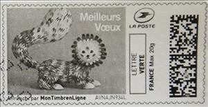 Stamp, Fantastic Cat. Best Wishes. Meilleurs Voeux, Personalized and Private Mail Stamps,  , Christmas, Stylized Animals
