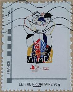 Stamp, Peace is never obtained through arms. Paix s'obteindra, Personalized and Private Mail Stamps,  , Love
