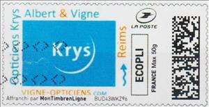Stamp, Optique Krys, Personalized and Private Mail Stamps,  , Logos, Opticians