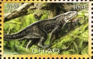 Stamp, Postosuchus, Cinderellas,  , Dinosaurs, Prehistorical Animals