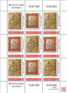 Mini Sheet, 100th anniversary of the birth of John Paul II May 18, 1920, Personalized and Private Mail Stamps,  , Popes