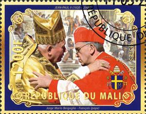 Stamp, Pope John Paul II and Pope Francois, Cinderellas,  , Famous People, Popes