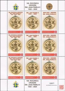 Mini Sheet, 100th anniversary of the birth of St. Jana Pawła II 1920 - 1, Personalized and Private Mail Stamps,  , Popes, Saints