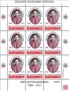 Mini Sheet, Steadfast Soldier of the Church, Archbishop. Antoni Baraniak, Personalized and Private Mail Stamps,  , Clergy