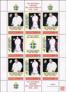 Mini Sheet, 100th anniversary of the birth of St. Jana Pawła II 1920 - 1, Personalized and Private Mail Stamps,  , Popes, Saints