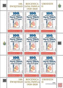 Mini Sheet, 100th anniversary of the birth of Karol Wojtyła 1920 18.05., Personalized and Private Mail Stamps,  , Popes
