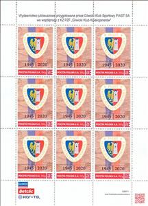Mini Sheet, Gliwice Sports Club PIAST 1945 2020, Personalized and Private Mail Stamps,  , Anniversaries and Jubilees