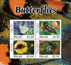Mini Sheet, Butterflies, Palau,  , Animals (Fauna), Butterflies, Insects