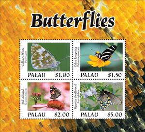 Mini Sheet, Butterflies, Palau,  , Animals (Fauna), Butterflies, Insects