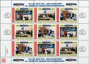 Mini Sheet, 35 years of OKZ PZF "Kolejnictwo" im. Ernesta Adam Malinowsk, Personalized and Private Mail Stamps,  , Railways