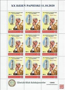 Mini Sheet, XX Papal Day 11.10.2020 Totus Tuus, Personalized and Private Mail Stamps,  , Famous People, Popes
