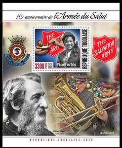 Souvenir Sheet, 155th Anniversary of the Salvation Army, Togo,  , Anniversaries and Jubilees, Organizations