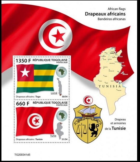 African Flags Togo & Tunisia