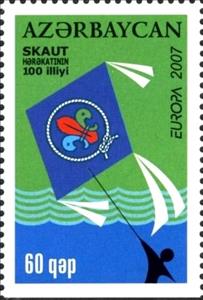 Stamp, Europa, Azerbaijan,  , Anniversaries and Jubilees, C.E.P.T. / Europe, Commemoration, Peace Doves, Scouting, Seals (Emblems)
