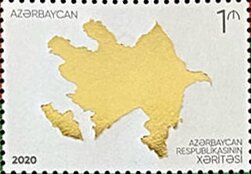 Stamp, Map of Azerbaijan, Azerbaijan,  , Coats of Arms