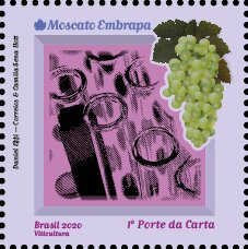 Stamp, Moscato Embrapa, Brazil,  , Fruits, Grapes, Plants (Flora), Wine