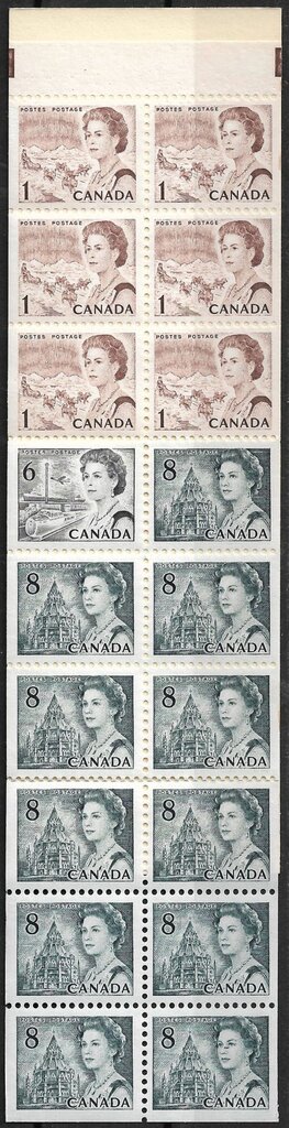 Booklet Pane, Queen Elizabeth II and Library of Parliament, Canada,  , Aircraft, Dogs, Libraries, Queens, Railways, Ships, Transport, Trucks