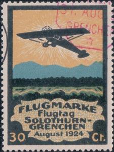 Stamp, Airshow Solothurn-Grenchen, Cinderellas,  , Aircraft, Aviation