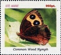 Stamp, Butterflies, Cinderellas,  , Butterflies, Insects