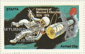 Stamp, Centenary of Winston S.Churchill 1874-174, Cinderellas,  , Astronauts, Space Traveling, Spacecrafts