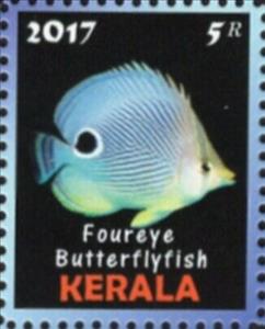 Stamp, Foureye Butterflyfish, Cinderellas,  , Fishes