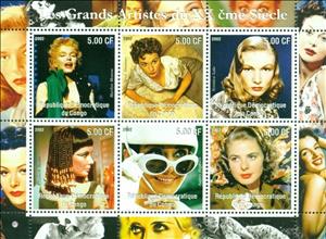 Mini Sheet, Les Grands Artistes du XX cme Siecle, Cinderellas,  , Actors, Women