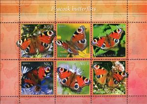 Mini Sheet, Peacock butterflies, Cinderellas,  , Butterflies, Insects