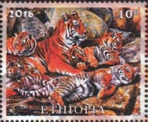 Stamp, Tigers, Cinderellas,  , Animals (Fauna), Cougars, Tigers