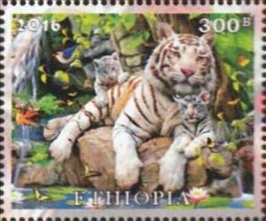 Stamp, Tigers, Cinderellas,  , Animals (Fauna), Cougars, Tigers