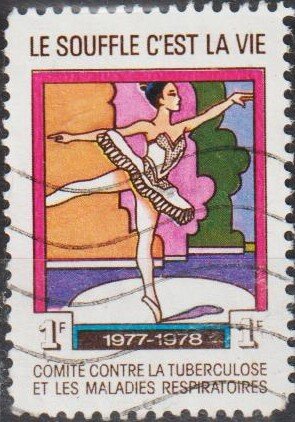 Stamp, Tuberculosis Charity; Breath is Life. Ballerina, Cinderellas,  , Ballet, Charity, Tuberculosis / TBC