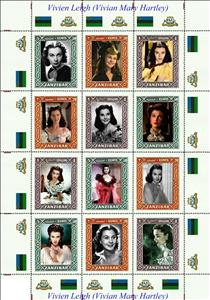 Mini Sheet, Vivien Leigh (Vivian Mary Hartley), Cinderellas,  , Actors, Famous People, Photographs, Women