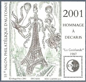 Souvenir Sheet, 2001 Hommage to Decaris 55th Autumn Philatelic Show. Paris, France,  , Logos, Painters, Paintings, Philatelic Exhibitions, Towers