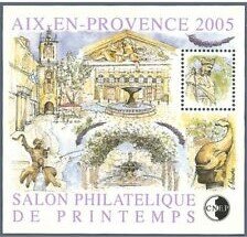 Souvenir Sheet, Aix-en-Provence 2005 Spring Stamp Show, France,  , Logos, Philatelic Exhibitions, Townscapes / City Views