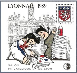 Souvenir Sheet, Lyonnais 1989 Lyon Philatelic Show., France,  , Marionettes, Philatelic Exhibitions, Townscapes / City Views