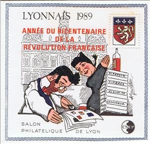 Souvenir Sheet, Lyonnais 1989 Philatelic Show. French Revolution Overprint, France,  , Marionettes, Philatelic Exhibitions, Revolutions, Townscapes / City Views