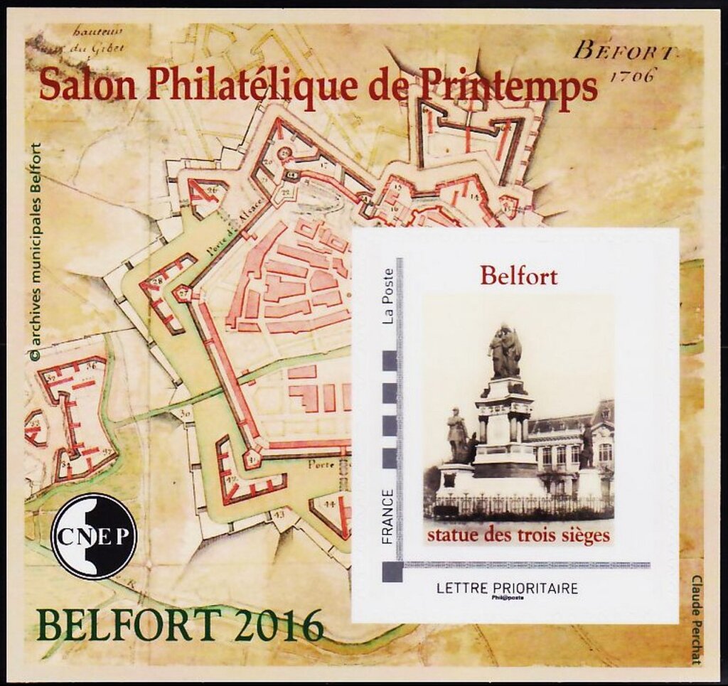 Spring Philatelic Show Belfort 2016. Statue des trois Sieges
