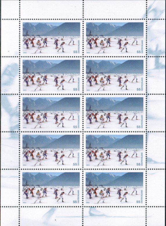 Athletes skiing