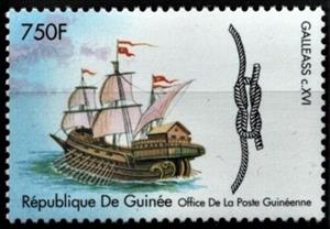 Stamp, Galleass c. XVI, Guinea,  , Sailing Ships