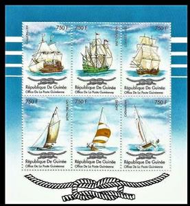 Mini Sheet, Various Sailing Ships and Sailboads, Guinea,  , Sailing, Sailing Ships, Sports