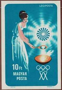 Stamp, Woman lighting Olympic Flame, Hungary,  , Fire and Flames, Maps, Olympic Games, Sports