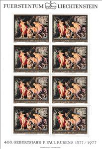 Mini Sheet, Peter Paul Rubens - The Daughters of Cecrops, Liechtenstein,  , Mythology, Paintings